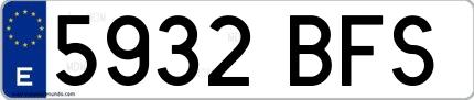 Ejemplo de matrícula española 5932 BFS