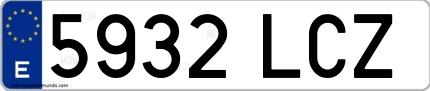 Ejemplo de matrícula española 5932 LCZ