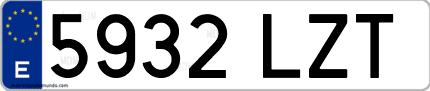 Ejemplo de matrícula de coche ordinaria 5932 LZT
