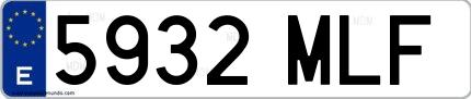 Ejemplo de matrícula española 5932 MLF