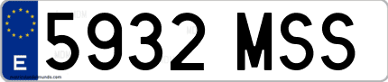 Ejemplo de matrícula de coche ordinaria 5932 MSS