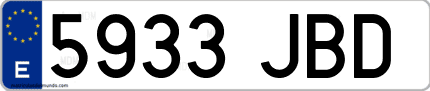 Ejemplo de matrícula de coche ordinaria 5933 JBD