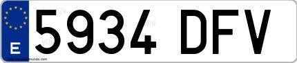 Ejemplo de matrícula española 5934 DFV