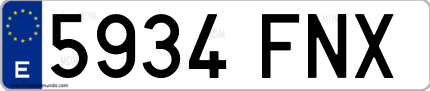 Ejemplo de matrícula de coche ordinaria 5934 FNX