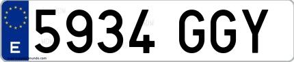 Ejemplo de matrícula española 5934 GGY