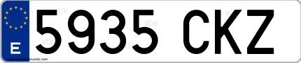 Ejemplo de matrícula española 5935 CKZ