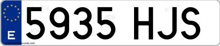 Ejemplo de matrícula española 5935 HJS