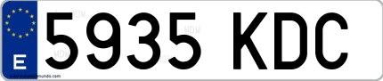 Ejemplo de matrícula española 5935 KDC