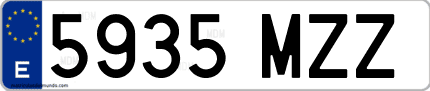 Ejemplo de matrícula de coche ordinaria 5935 MZZ