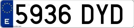 Ejemplo de matrícula española 5936 DYD