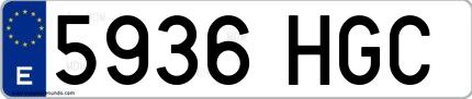 Ejemplo de matrícula española 5936 HGC