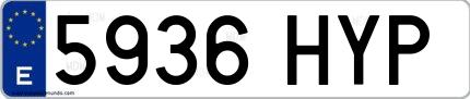 Ejemplo de matrícula española 5936 HYP