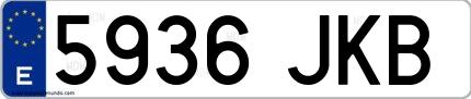 Ejemplo de matrícula española 5936 JKB