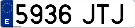 Ejemplo de matrícula de coche ordinaria 5936 JTJ