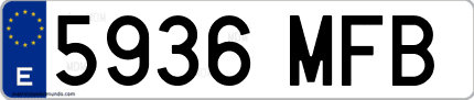 Ejemplo de matrícula de coche ordinaria 5936 MFB