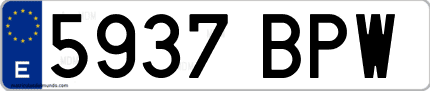 Ejemplo de matrícula de coche ordinaria 5937 BPW