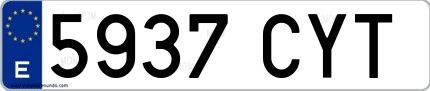 Ejemplo de matrícula española 5937 CYT