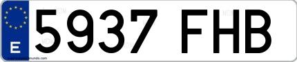 Ejemplo de matrícula española 5937 FHB