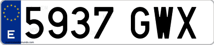Ejemplo de matrícula de coche ordinaria 5937 GWX