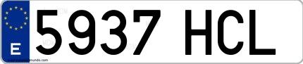 Ejemplo de matrícula española 5937 HCL