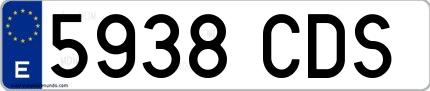 Ejemplo de matrícula española 5938 CDS
