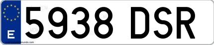 Ejemplo de matrícula española 5938 DSR