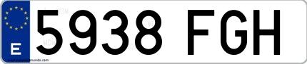 Ejemplo de matrícula española 5938 FGH