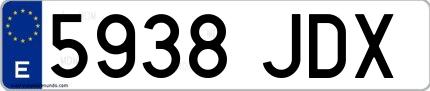 Ejemplo de matrícula española 5938 JDX