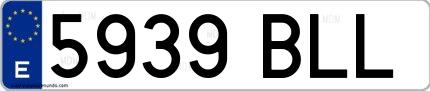 Ejemplo de matrícula española 5939 BLL