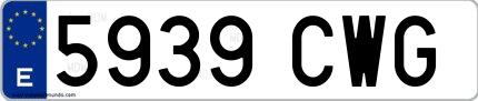 Ejemplo de matrícula española 5939 CWG