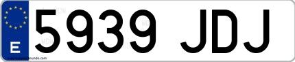 Ejemplo de matrícula española 5939 JDJ