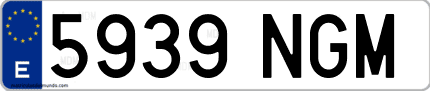 Ejemplo de matrícula de coche ordinaria 5939 NGM