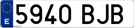 Ejemplo de matrícula de coche ordinaria 5940 BJB