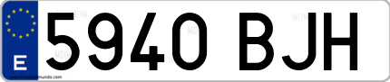 Ejemplo de matrícula de coche ordinaria 5940 BJH