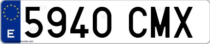 Ejemplo de matrícula de coche ordinaria 5940 CMX