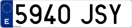 Ejemplo de matrícula de coche ordinaria 5940 JSY