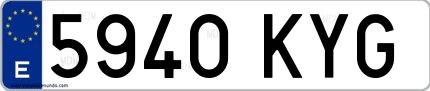 Ejemplo de matrícula española 5940 KYG