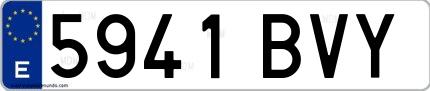 Ejemplo de matrícula española 5941 BVY