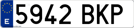 Ejemplo de matrícula de coche ordinaria 5942 BKP