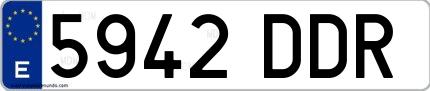 Ejemplo de matrícula española 5942 DDR
