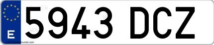 Ejemplo de matrícula española 5943 DCZ