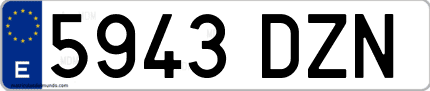 Ejemplo de matrícula de coche ordinaria 5943 DZN