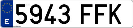 Ejemplo de matrícula de coche ordinaria 5943 FFK