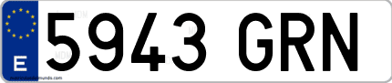 Ejemplo de matrícula de coche ordinaria 5943 GRN