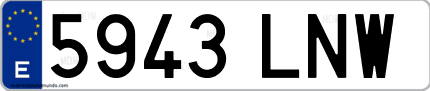 Ejemplo de matrícula de coche ordinaria 5943 LNW