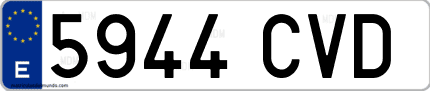 Ejemplo de matrícula de coche ordinaria 5944 CVD