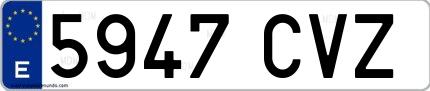 Ejemplo de matrícula española 5947 CVZ
