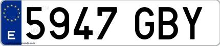 Ejemplo de matrícula de coche ordinaria 5947 GBY