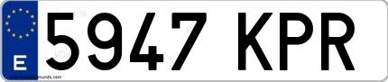Ejemplo de matrícula española 5947 KPR