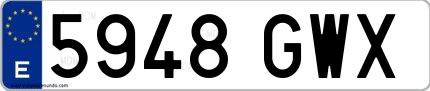 Ejemplo de matrícula española 5948 GWX